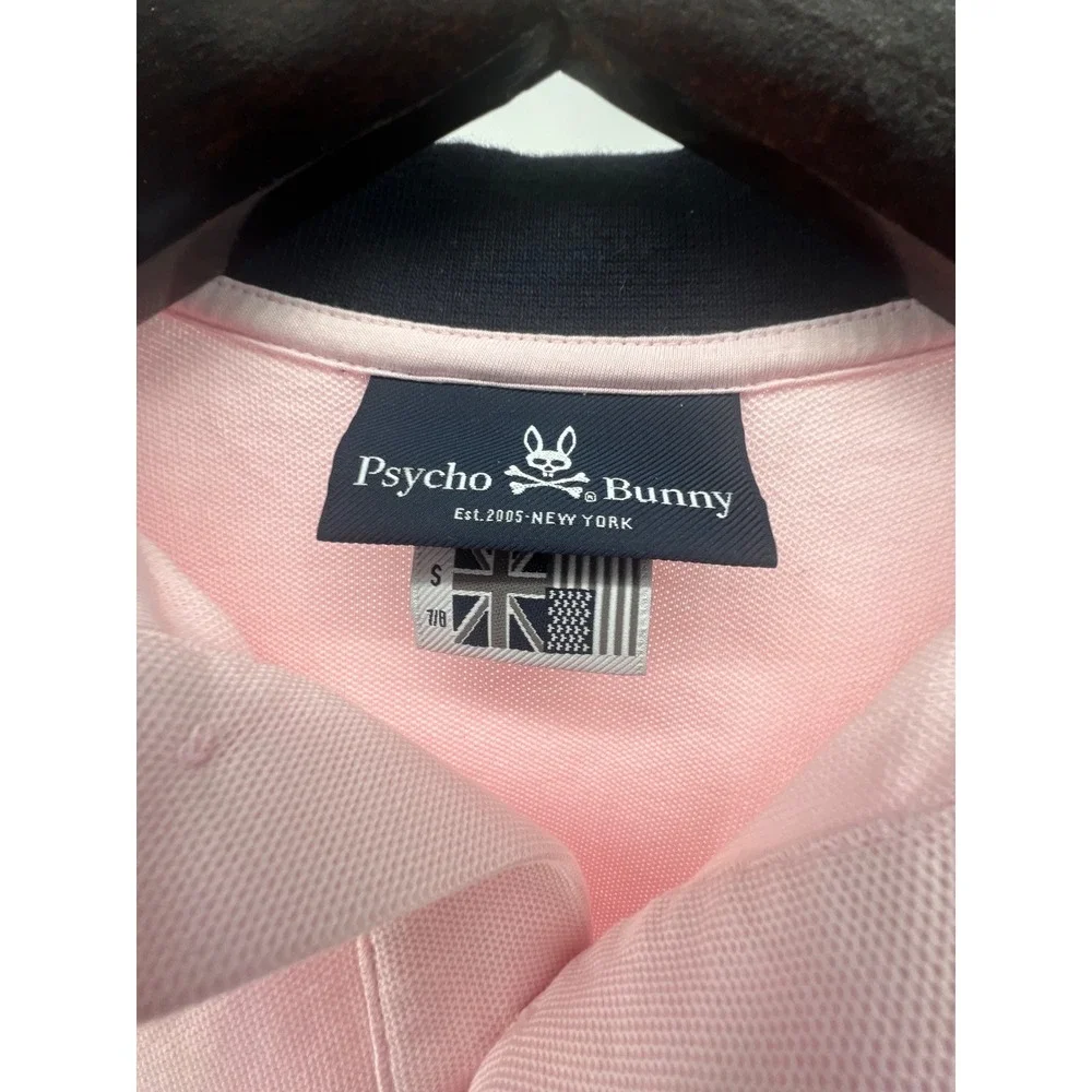 Psycho Bunny Pink Short Sleeve Polo Shirt Boys Girls Kids Size S 7‎ 8 Bunny Logo